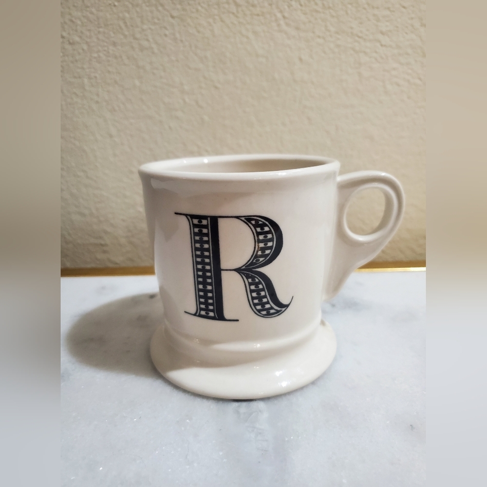 Anthropologie R Monogrammed Cream Mug